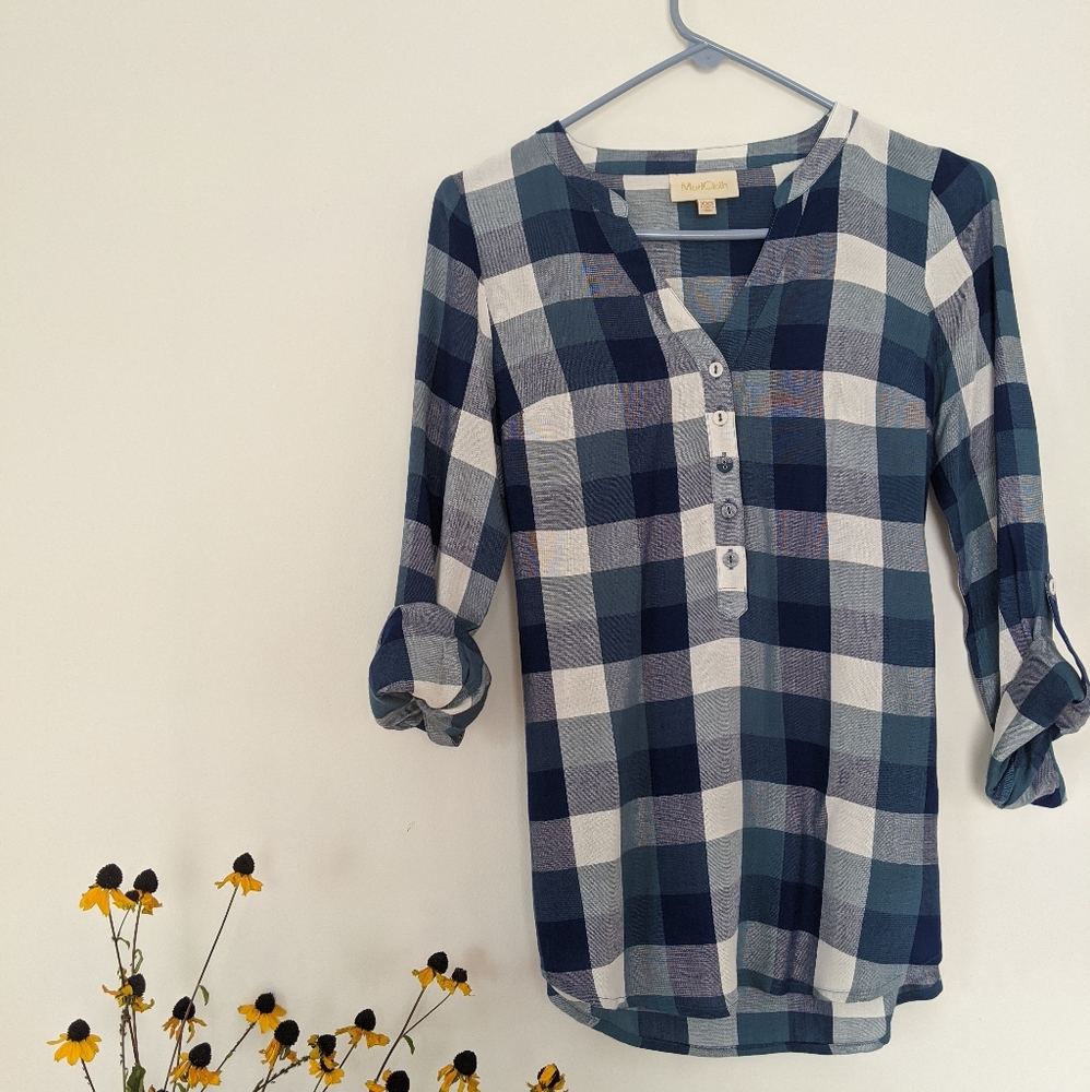 ModCloth blue & white blouse - Picture 6 of 7